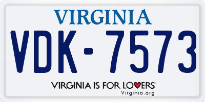 VA license plate VDK7573