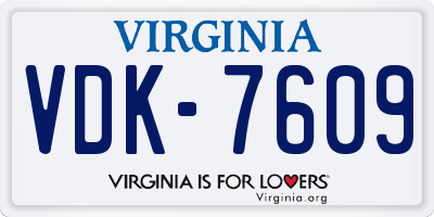 VA license plate VDK7609