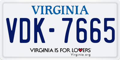 VA license plate VDK7665