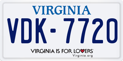 VA license plate VDK7720