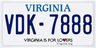VA license plate VDK7888