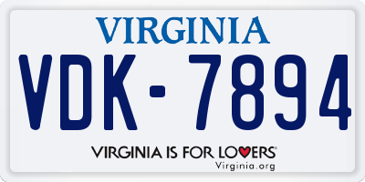 VA license plate VDK7894