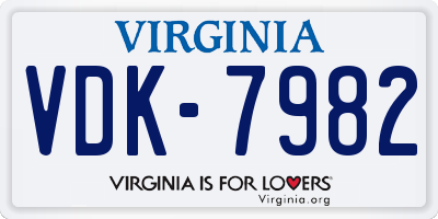 VA license plate VDK7982