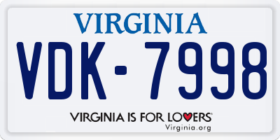 VA license plate VDK7998