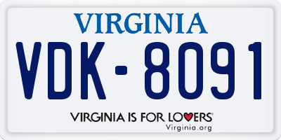 VA license plate VDK8091