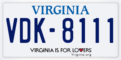 VA license plate VDK8111
