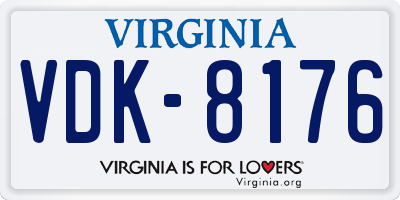 VA license plate VDK8176