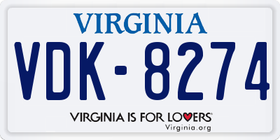 VA license plate VDK8274
