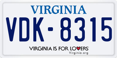 VA license plate VDK8315