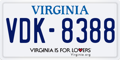 VA license plate VDK8388