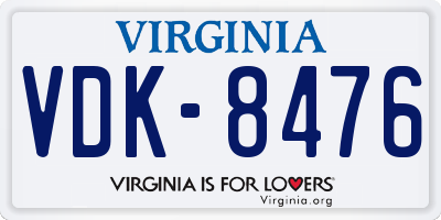 VA license plate VDK8476