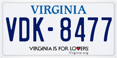 VA license plate VDK8477