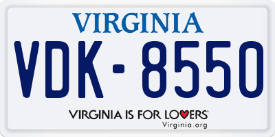 VA license plate VDK8550