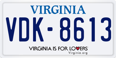 VA license plate VDK8613