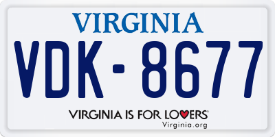 VA license plate VDK8677