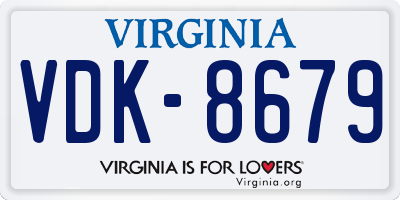 VA license plate VDK8679