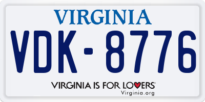 VA license plate VDK8776