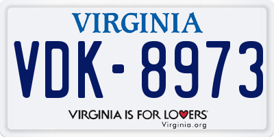 VA license plate VDK8973