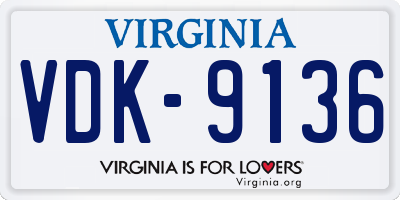 VA license plate VDK9136