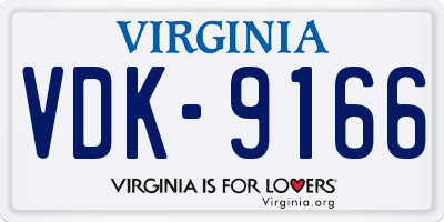 VA license plate VDK9166
