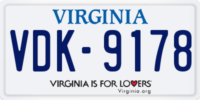 VA license plate VDK9178