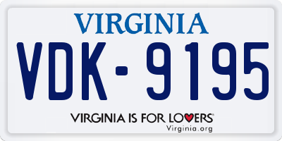 VA license plate VDK9195
