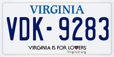 VA license plate VDK9283