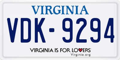 VA license plate VDK9294