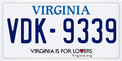 VA license plate VDK9339