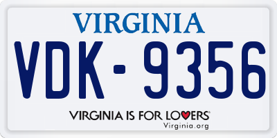 VA license plate VDK9356