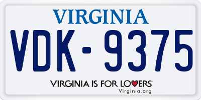 VA license plate VDK9375