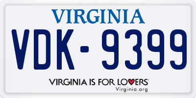 VA license plate VDK9399