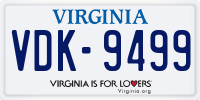 VA license plate VDK9499