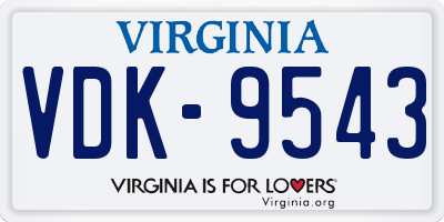 VA license plate VDK9543