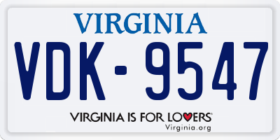 VA license plate VDK9547