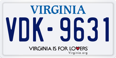 VA license plate VDK9631