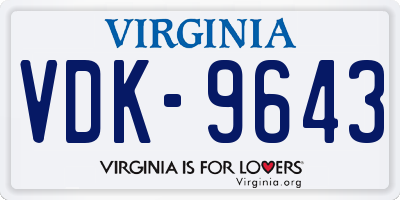 VA license plate VDK9643