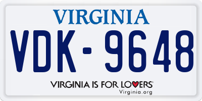 VA license plate VDK9648