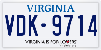 VA license plate VDK9714