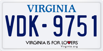 VA license plate VDK9751