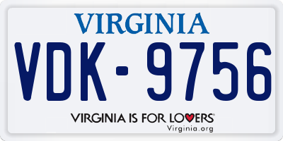VA license plate VDK9756