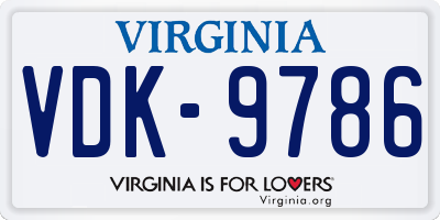 VA license plate VDK9786