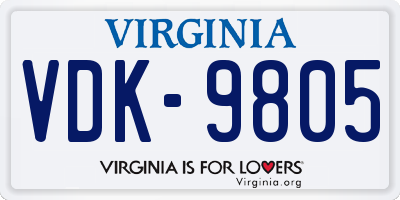 VA license plate VDK9805