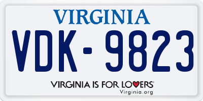 VA license plate VDK9823