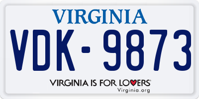 VA license plate VDK9873