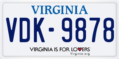 VA license plate VDK9878
