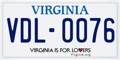 VA license plate VDL0076