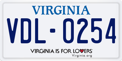 VA license plate VDL0254