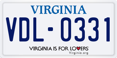 VA license plate VDL0331