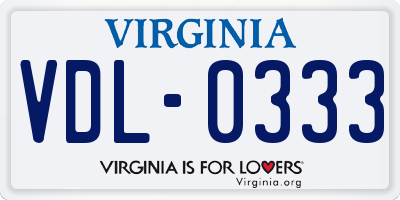 VA license plate VDL0333